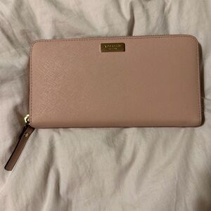 Kate Spade Blush Pink Zip Wallet with Gold Hardware
